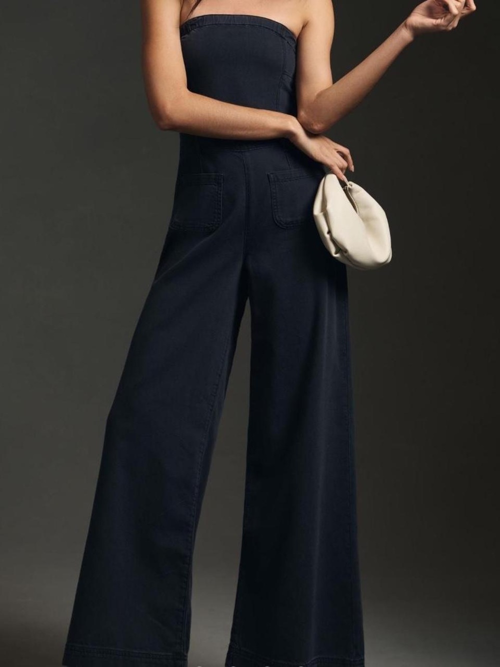 Anthropologie - Pilcro Strapless Polished Wide-Leg Denim Jumpsuit, NWOT, SZ 6